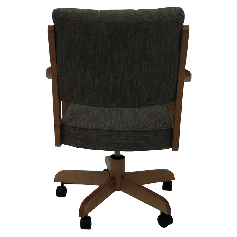 Pemberly Row Dining Caster Chair in Sanora Brown Fabric with Dark Brown Frame
