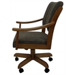 Pemberly Row Dining Caster Chair in Sanora Brown Fabric with Dark Brown Frame