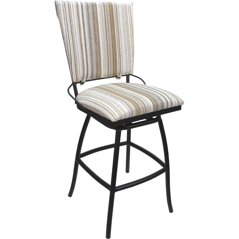 Pemberly Row 3Pc Bar Stools w/ Padded Back in White Fabric w/ Black Frame