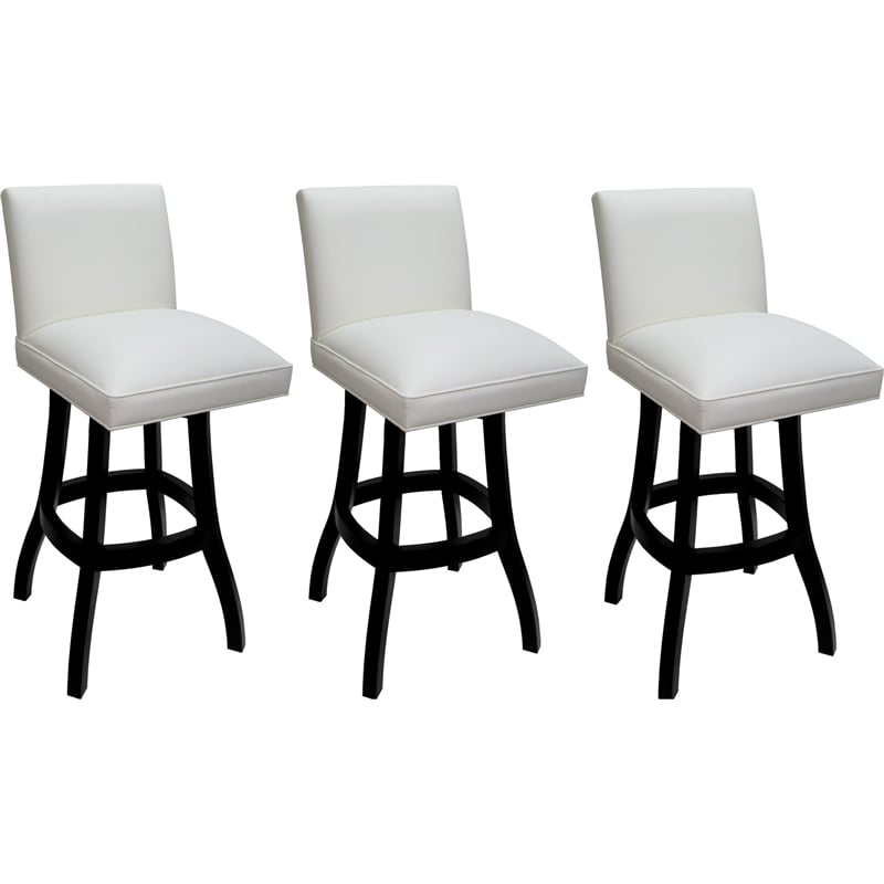 Pemberly Row Set of 3 Swivel Wood Bar Stools 30