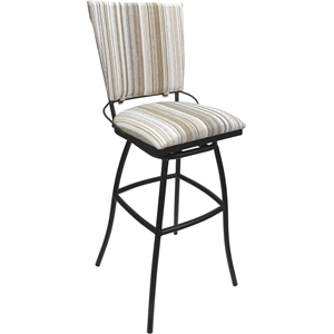 Pemberly Row Stool with Padded Back Armless in White Fabric with Gray Frame