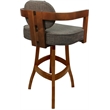 Pemberly Row Swivel Wood Extra Tall Bar Stool in Cocoa Fabric with Honey Frame