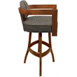 Pemberly Row Swivel Wood Extra Tall Bar Stool in Cocoa Fabric with Honey Frame