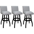 Pemberly Row Set of 3 Swivel Wood Stools in Slate Fabric with Black Frame