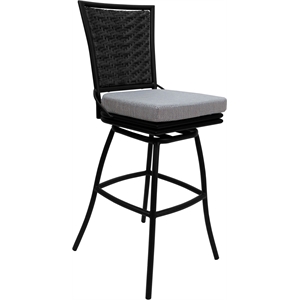 Pemberly Row Swivel Counter Stool 26&quot Armless in Cream Fabric with Black Frame