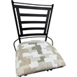 Pemberly Row Stool Padded Back Armless in White Fabric with Gray Frame