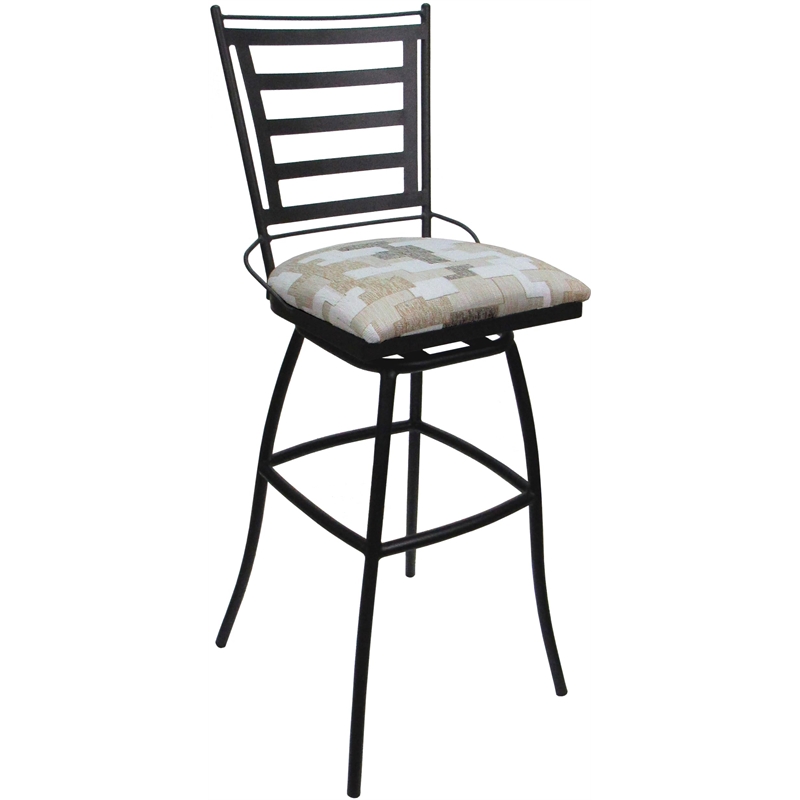 Pemberly Row Stool Padded Back Armless in White Fabric with Gray Frame