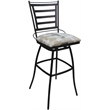 Pemberly Row Stool Padded Back Armless in White Fabric with Gray Frame