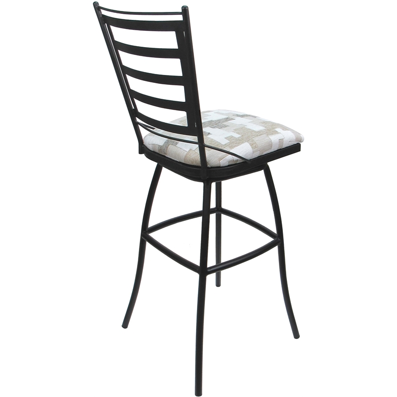 Pemberly Row Stool Padded Back Armless in White Fabric with Gray Frame