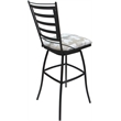 Pemberly Row Stool Padded Back Armless in White Fabric with Gray Frame