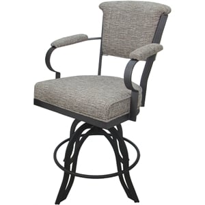 Pemberly Row Swivel Tilt Counter Stool 24&quot Seat in Tan Fabric with Gray Frame