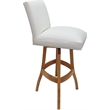 Pemberly Row Swivel Metal Stool in White Vinyl with Honey Frame (Set of 3)