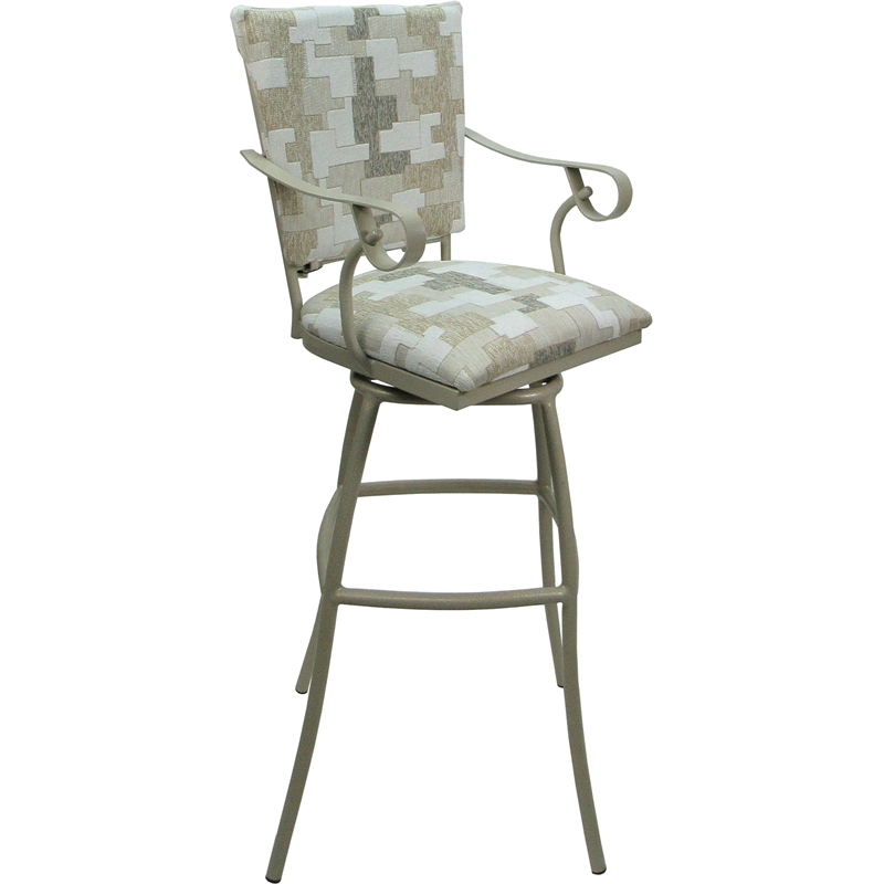 Pemberly Row Set of 3 Extra Tall Stools with Padded Back and Arms in White