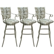 Pemberly Row Set of 3 Extra Tall Stools with Padded Back and Arms in White