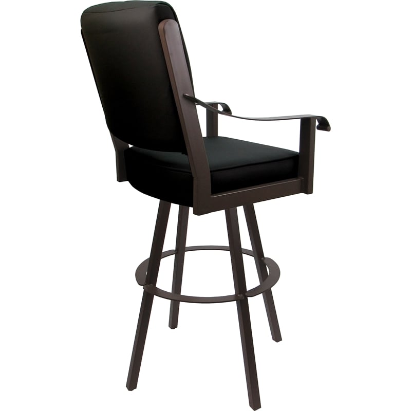 Pemberly Row Leather Swivel Metal Bar Stool 30