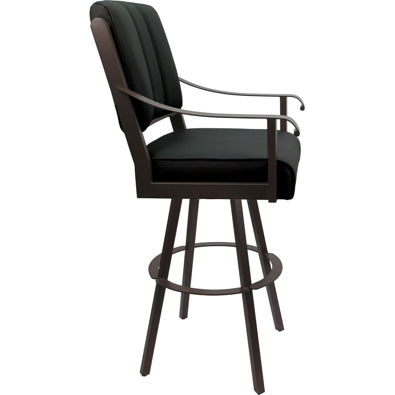 Pemberly Row Leather Swivel Metal Bar Stool 30