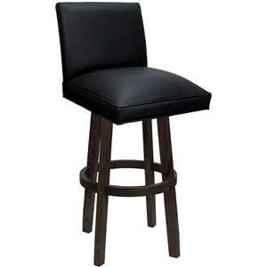 Pemberly Row Swivel Bar Stool 30&quot Seat in Black Vinyl with Dark Walnut Frame