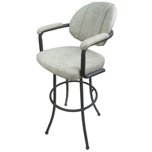 Pemberly Row 34&quot Vinyl Swivel Extra Tall Bar Stool in Innova Alabaster & Gray