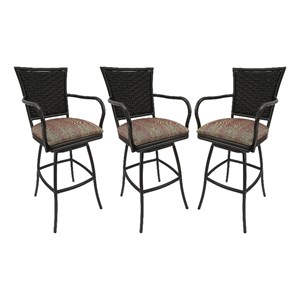 Pemberly Row Set of 3 Outdoor Indoor Extra Tall 34&quot Bar Stools with Black Frame