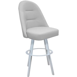 Pemberly Row Swivel Metal Bar Stool 30&quot Seat in White Vinyl with White Frame