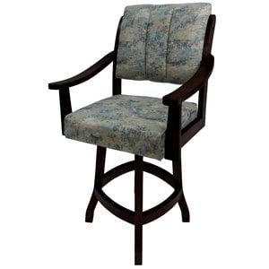 Pemberly Row 26&quot Swivel Wood Counter Stool in Poet Sky Blue with Black Frame