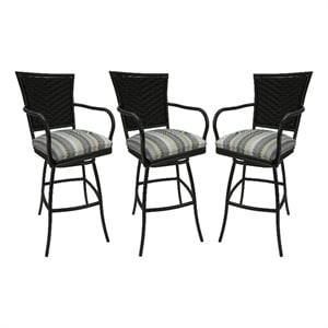Pemberly Row Set of 3 Outdoor Indoor Counter 26&quot Bar Stool with Brown Frame