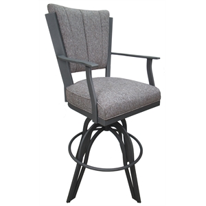Pemberly Row Swivel Tilt 24&quot Counter Stool in Mojave Gray Fabric with Gray Frame