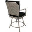 Pemberly Row Outdoor/Indoor Patio Swivel Dining Chair in Black with Beige Frame