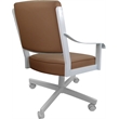 Pemberly Row Leather Dining Caster Chair Swivel Tilt in Brown Leather on White