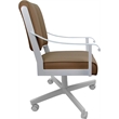 Pemberly Row Leather Dining Caster Chair Swivel Tilt in Brown Leather on White