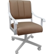 Pemberly Row Leather Dining Caster Chair Swivel Tilt in Brown Leather on White