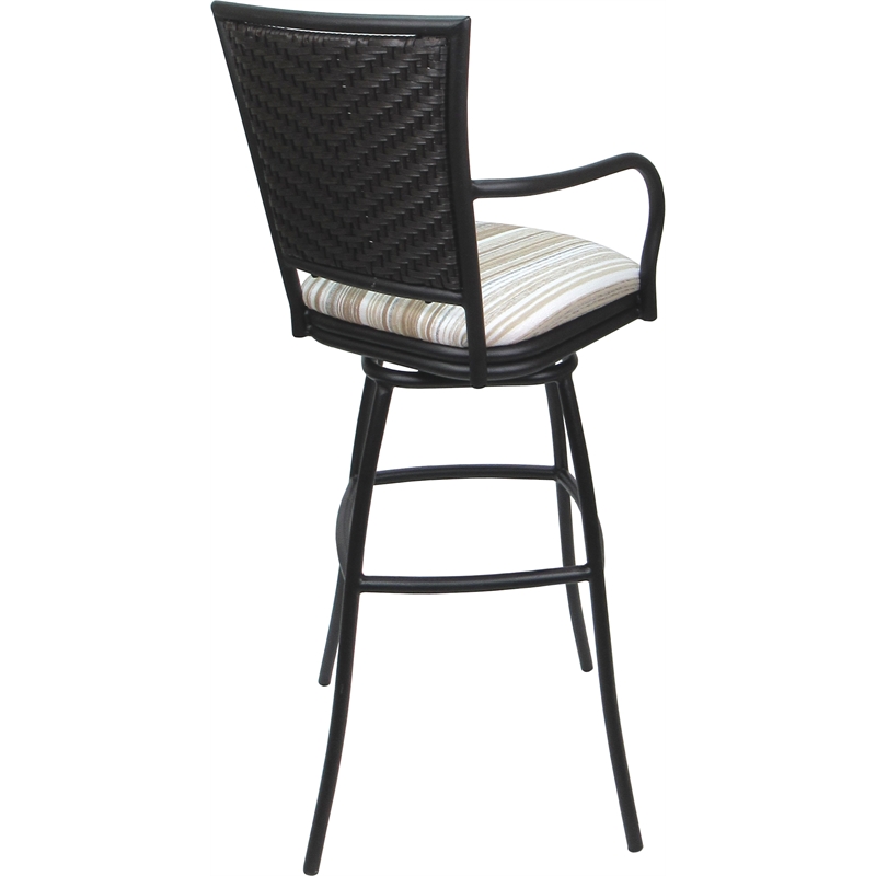 Pemberly Row Set of 3 Extra Tall Stools with Arms in White Fabric & Gray Frame