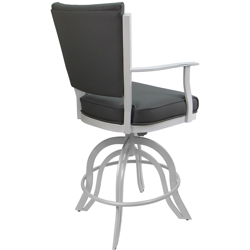 Pemberly Row Leather Swivel Metal Bar Stool 30
