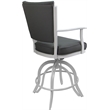 Pemberly Row Leather Swivel Metal Bar Stool 30