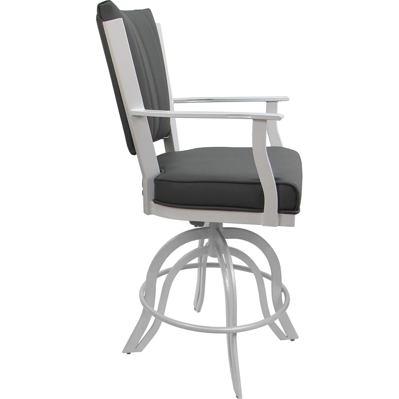 Pemberly Row Leather Swivel Metal Bar Stool 30