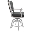Pemberly Row Leather Swivel Metal Bar Stool 30