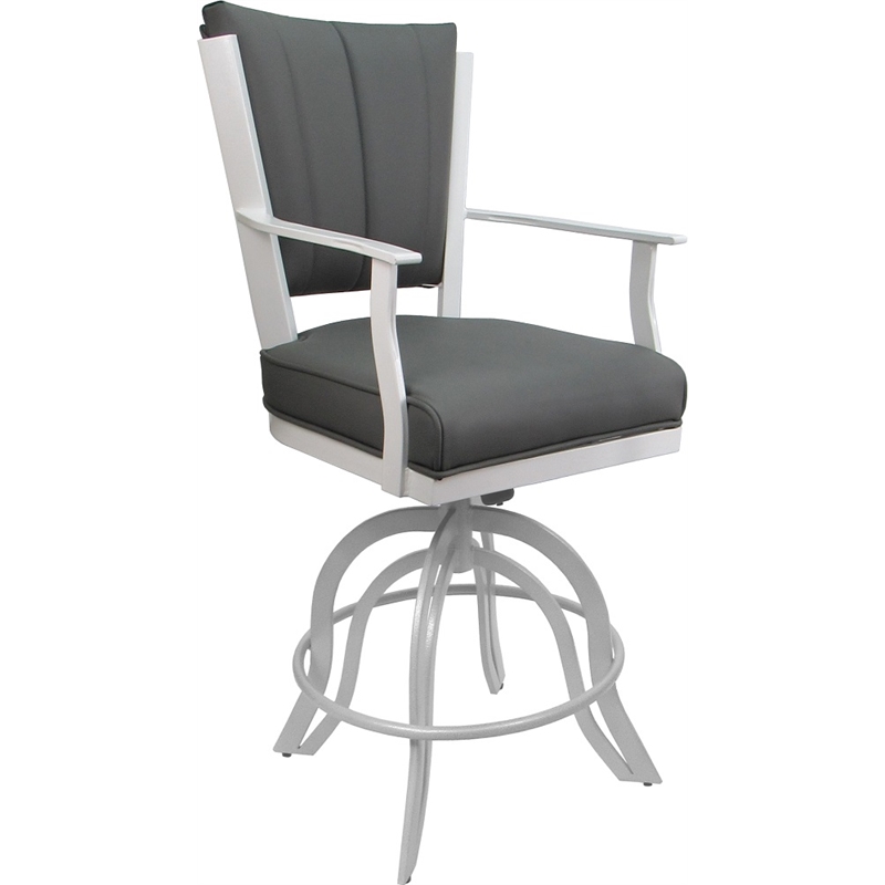 Pemberly Row Leather Swivel Metal Bar Stool 30