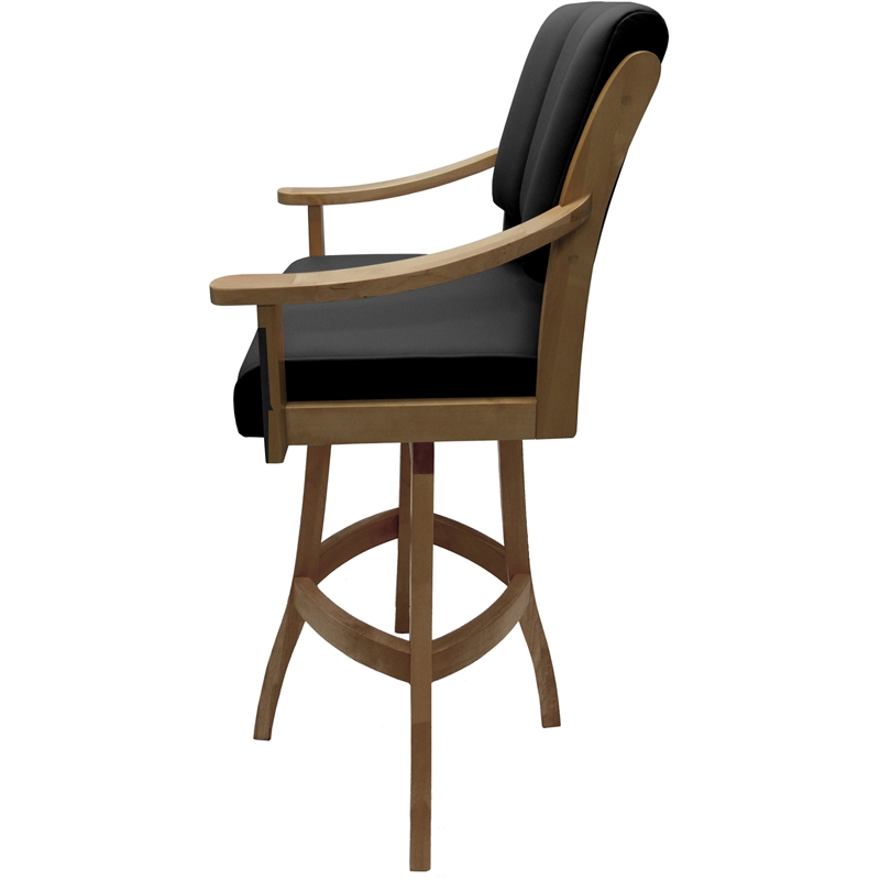 Pemberly Row Leather Solid Wood Bar Stool 30