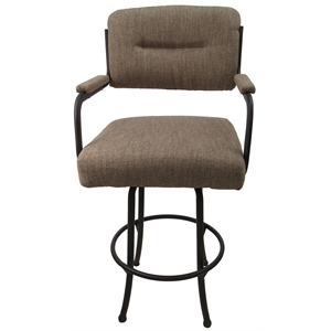 Pemberly Row Swivel Counter 26&quot Bar Stool in Beige Fabric with Brown Metal Frame