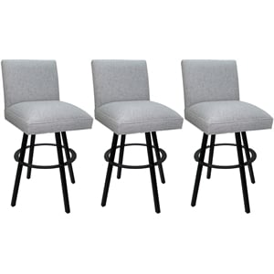 Pemberly Row Set of 3 Swivel Counter 26&quot Stools in Slate Fabric with Black Frame