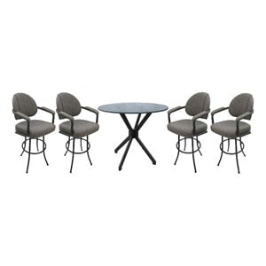 Pemberly Row Pub Set with 30&quot Swivel Bar Stools in Mojave Grey