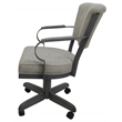 Pemberly Row Swivel Dining Caster Chair with Wood Arms and Base in Ash Fabric