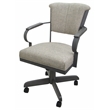 Pemberly Row Swivel Dining Caster Chair with Wood Arms and Base in Ash Fabric