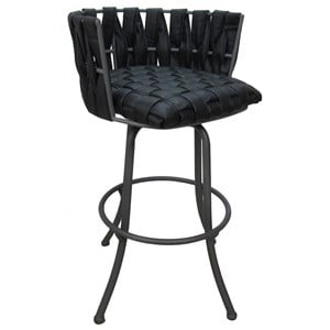 Pemberly Row Swivel Counter 26&quot Bar Stool in Black Vinyl with Gray Metal Base