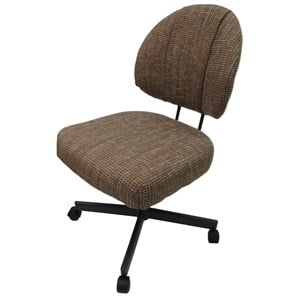 Pemberly Row Contemporary Swivel Dining Chair on Wheels with Brown Frame