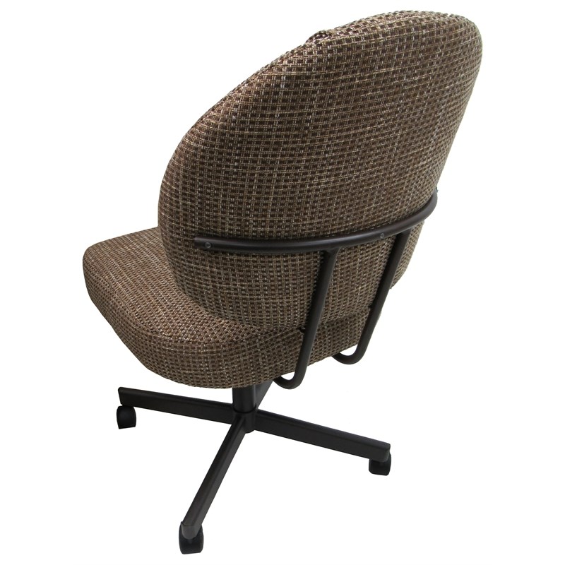 Pemberly Row Contemporary Swivel Dining Chair on Wheels with Brown Frame