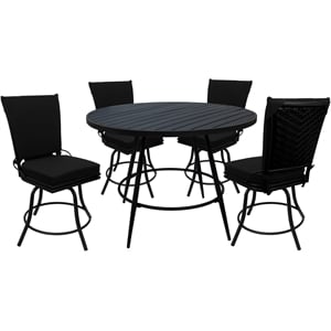 Pemberly Row Outdoor Indoor Patio Dining Set without Arms in Black