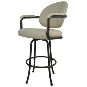 Pemberly Row Swivel 26&quot Counter Metal Bar Stool in Ocean Beige Vinyl & Coffee
