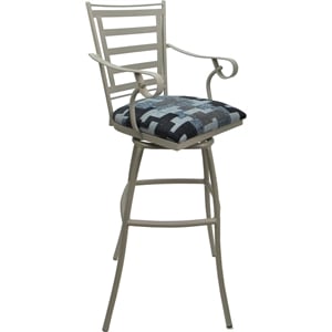 Pemberly Row Aluminum Outdoor Indoor Extra Tall 34&quot Stool with Arms in Flint