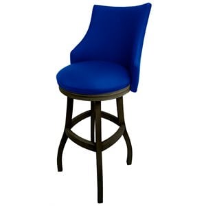 Pemberly Row 34&quot Wood Extra Tall Swivel Bar Stool in Duke Blue/Shadow